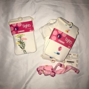 🥰SET OF 4 TIGHTS + MATCHING HEADBAND💙 swipe!!